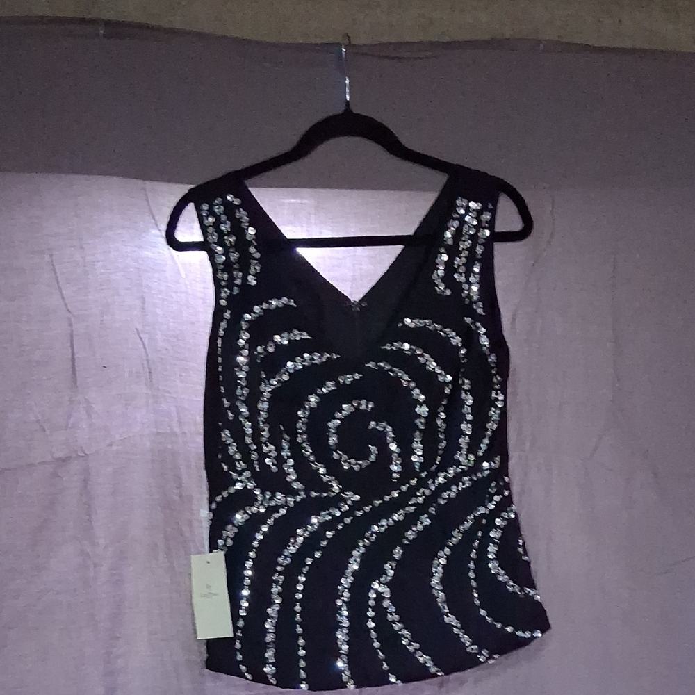 Black Sequin Embellished Women's Top